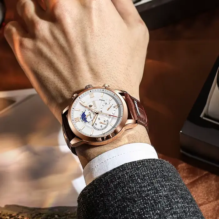 Montre homme LIGE 2026 style mode et décontracté avec bracelet en cuir résistant à l'eau pour hommes élégants et actifs pour occasions formelles et sportives