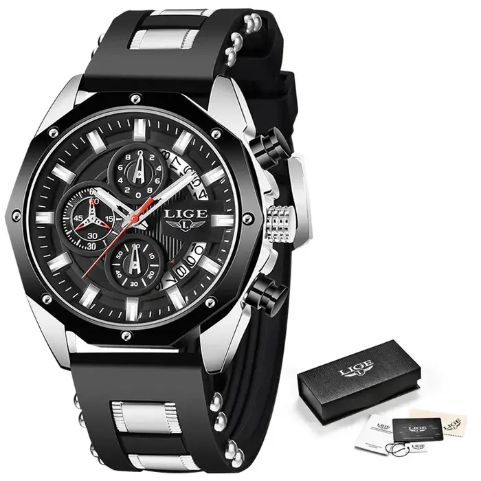 2025 LIGE nouvelle mode hommes montres haut de gamme de luxe Silicone Sport montre