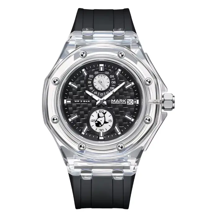 Mark Fairwhale 5830 boîtier acrylique Transparent montre à Quartz lumineuse Sport montres étanches p