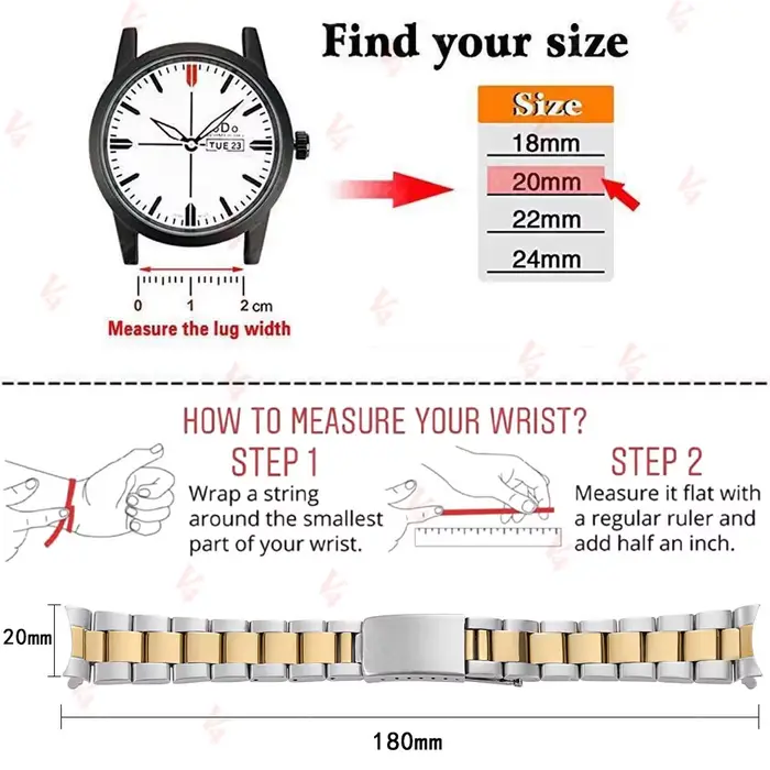 Bracelet de montre à extrémité incurvée de luxe