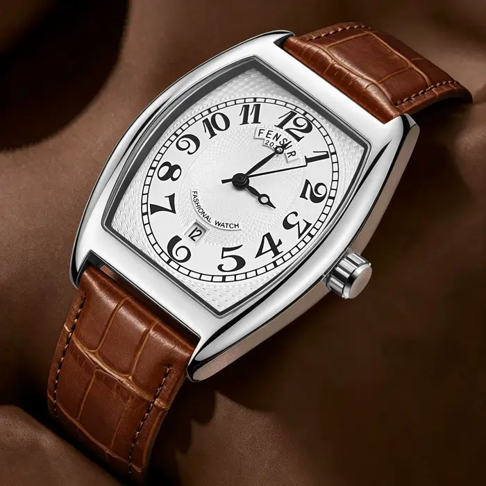 Montre à quartz rétro en forme de baril pour homme, montre-bracelet étanche de luxe léger, montre dé