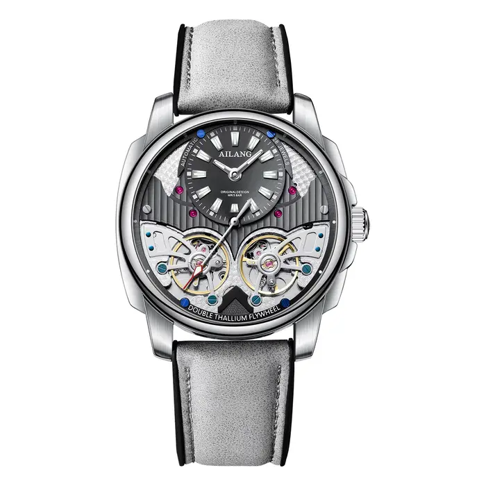 Montres pour hommes en verre AI, squelette, double tourbillon, mouvement mécanique, remontage automa