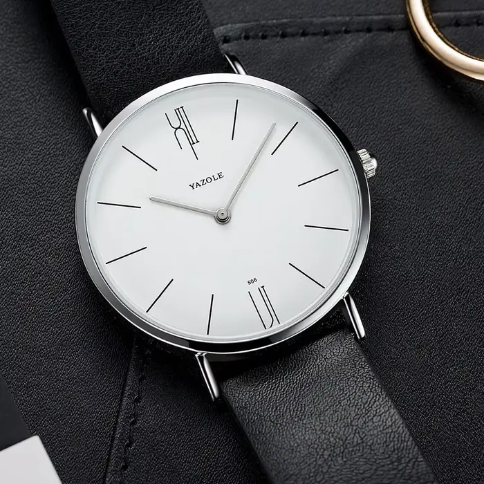 YAZOLE montres à Quartz pour hommes décontracté minimaliste Ultra-mince montre