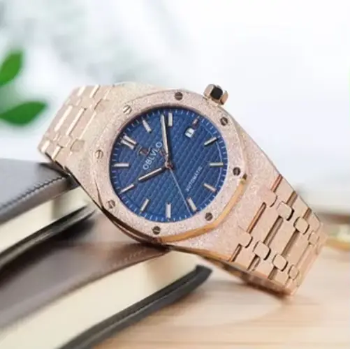 Montre automatique OBLVLO pour hommes, édition limitée, acier inoxydable, cadran gaufré lumineux, résistance à l'eau 5ATM, occasions spéciales