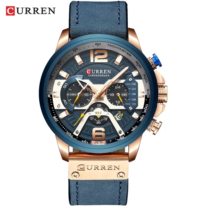 CURREN montres de Sport décontractées pour hommes bleu Top marque de luxe militaire en cuir montre-bracelet homme