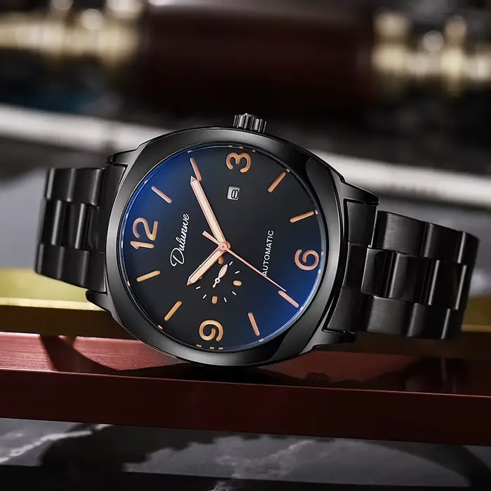 Montres pour hommes montre mécanique automatique originale classique pour homme bracelet en cuir verre minéral étanche Date lumineuse