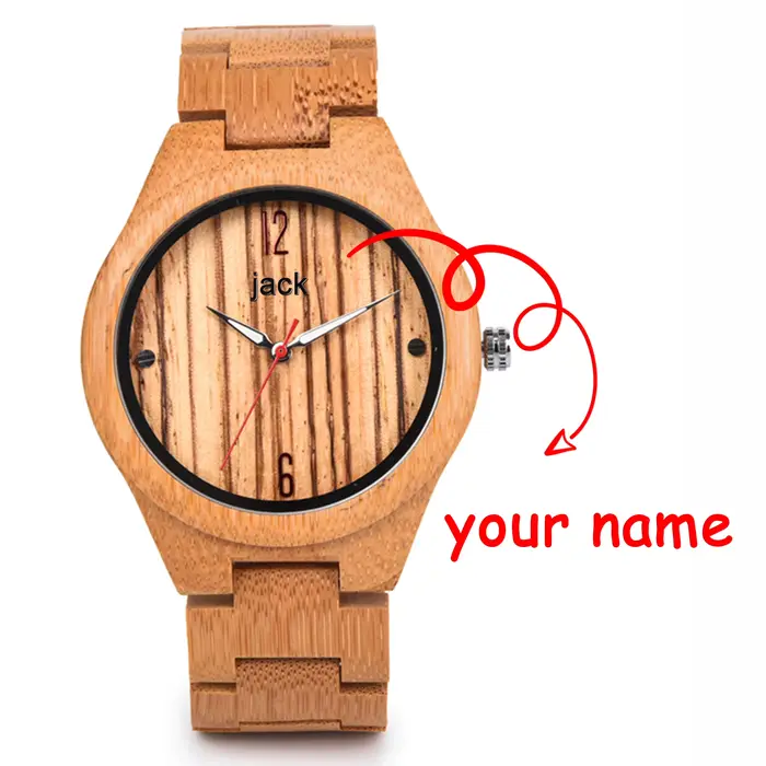 DODO DEER Montre en bois pour homme, bois de bambou simple et léger, accepter une expédition personnalisée, boîte en bois gratuite, cadeau d'anniversaire