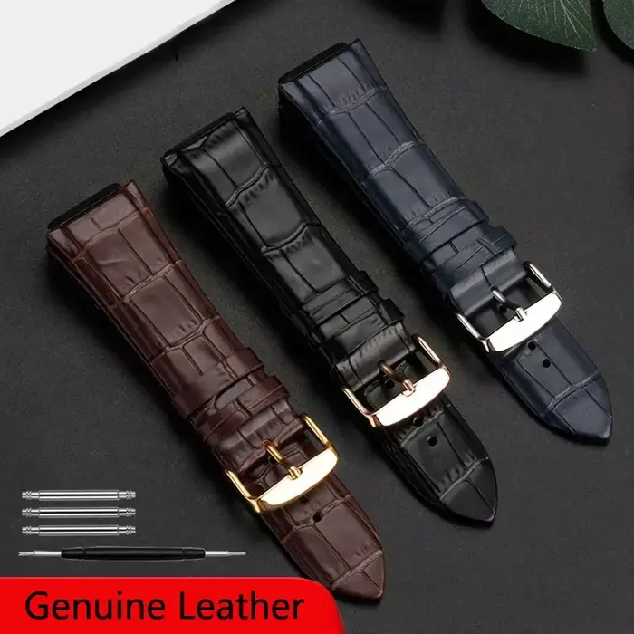 Bracelet de montre en cuir véritable pour montre traditionnelle avec fermoir en acier largeur 22mm pour femmes occasions spéciales