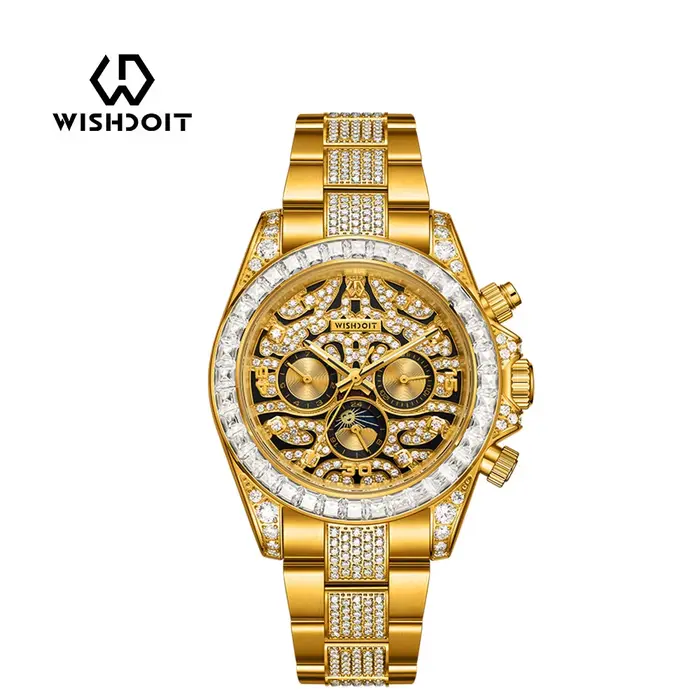 WISHDOIT – montre mécanique de luxe en or incrustée de diamants