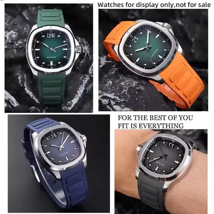 Bracelet de montre incurvé Original en caoutchouc pour hommes, pour Mido New Multifort TV M049.526, bracelet de montre de Sport à dégagement rapide, ceinture en Silicone vert bleu