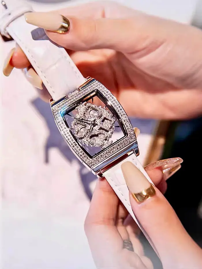 Montre en alliage avec bracelet en cuir résistante à l'eau pour femmes, élégante et sophistiquée, pour occasions spéciales et quotidienne