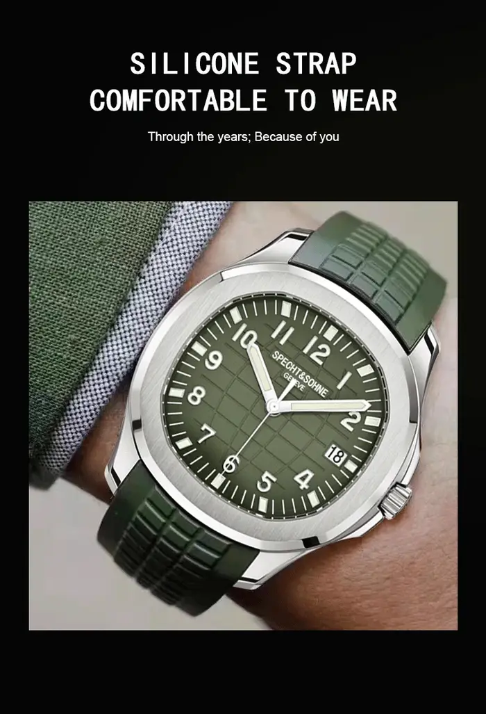 Specht & Sohne marque montres mécaniques automatiques montres de sport saphir vert lumineux 50M étan