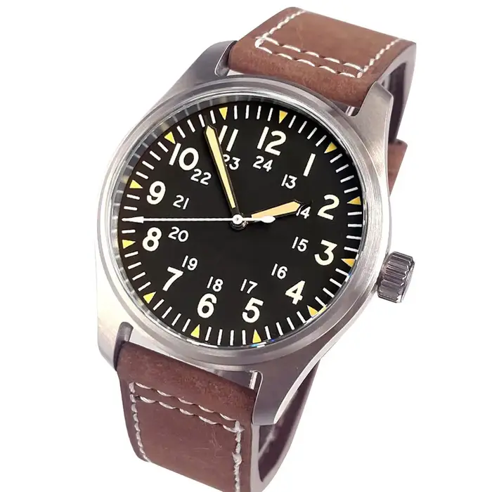 Montre pilote rétro automatique pour hommes, 39mm, Miyota8215 Asia 2824, 20 bars, étanche, mécanique, montres d'aviateur, cristal saphir