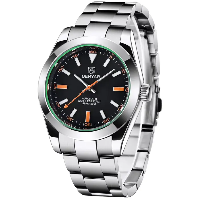 BENYAR – montre mécanique automatique de luxe pour hommes, Style noble, en acier inoxydable, Hardlex