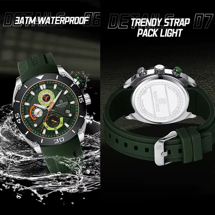 NAVIFORCE montre de Sport pour hommes montre-bracelet à Quartz étanche chronographe horloge militaire avec lumineux Reloj Hombre cadeau masculin 2024