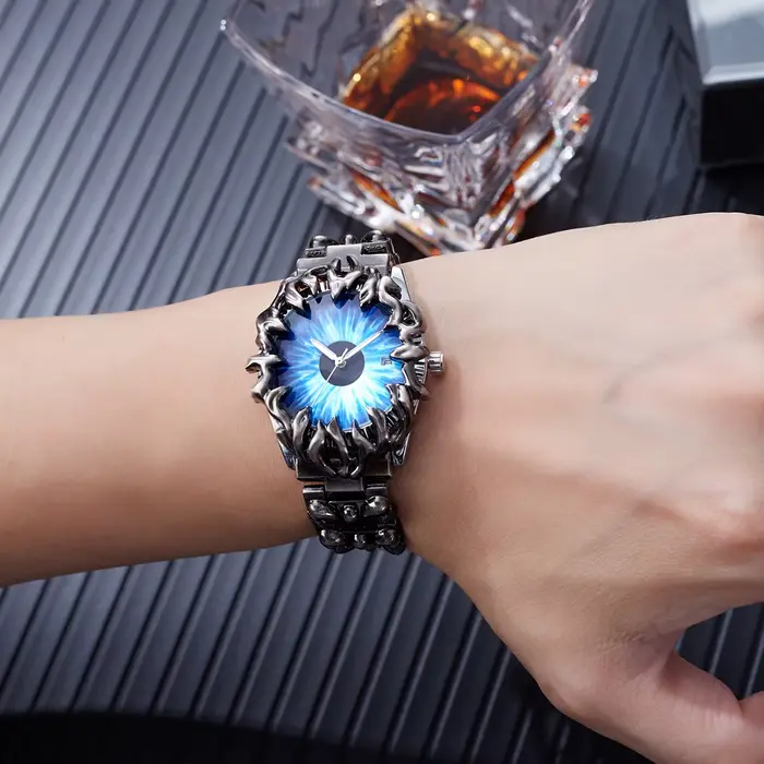 Montre à quartz pour homme avec cadran œil-de-chat