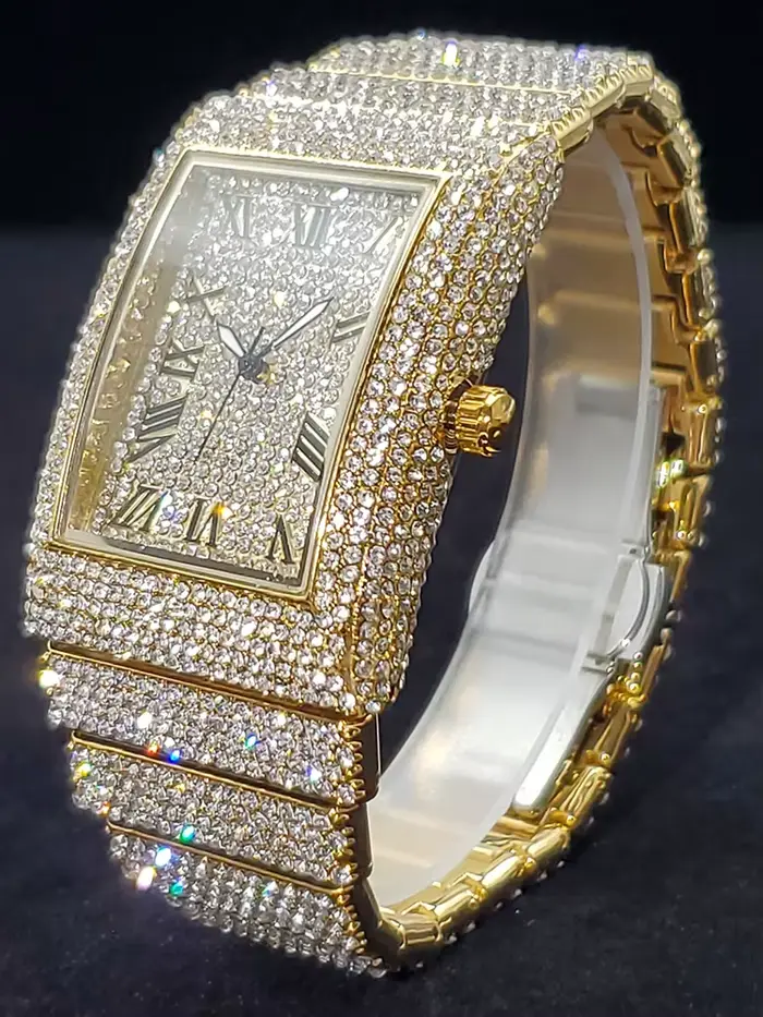 Montre à Quartz Luxe Rectangle avec Calendrier Complet et Bracelet Alliage pour Hommes Occasions Spéciales