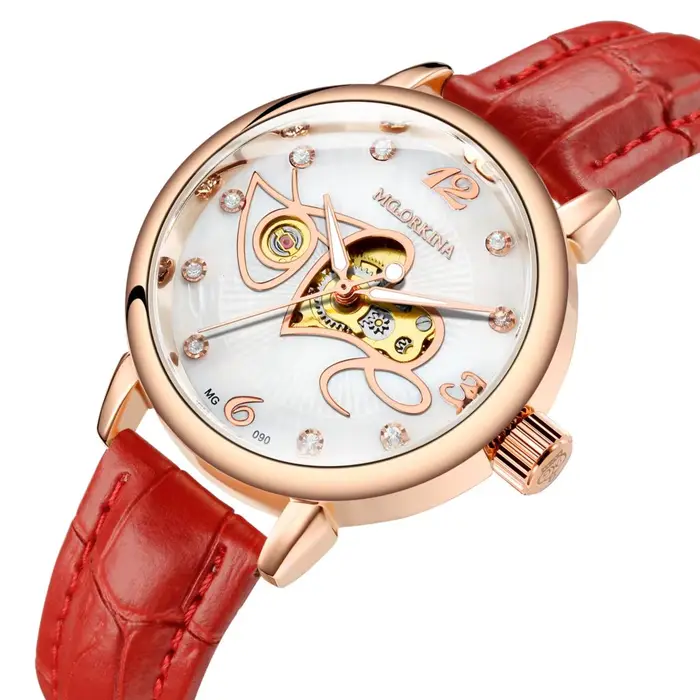 Montre mécanique automatique en or Rose pour femmes