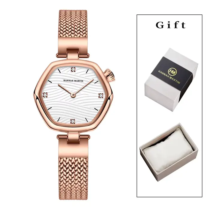 2025 nouvelles femmes boîte-cadeau montre mode Hexagonal en acier inoxydable maille ceinture mouveme