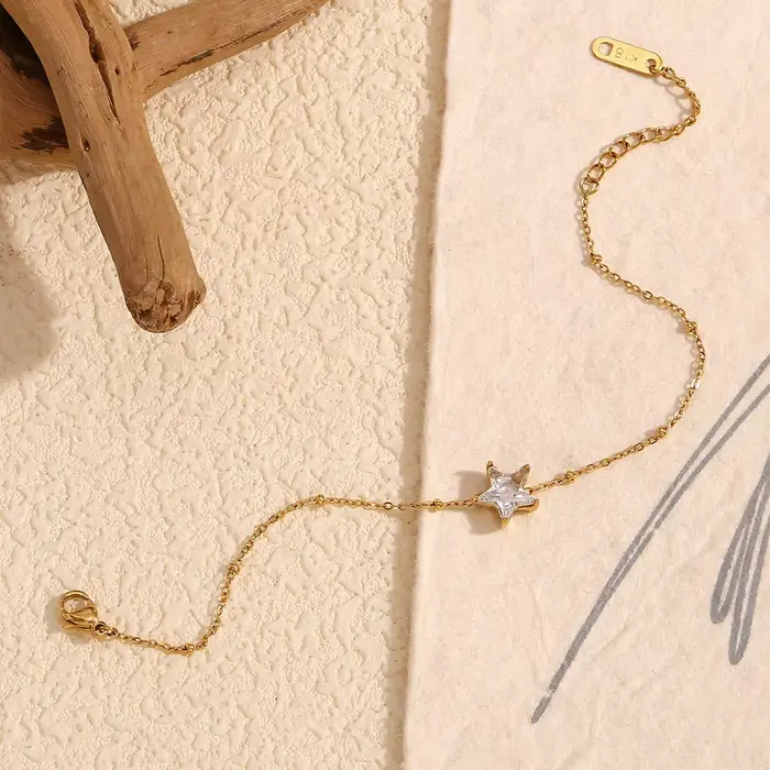 Élégant étoile étincelante chaîne mince bracelets sans ternissement étanche bracelet en acier inoxydable bijoux à la