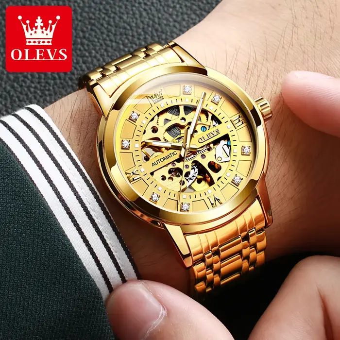 OLEVS 9901 montres pour hommes marque de luxe évider montre mécanique automatique