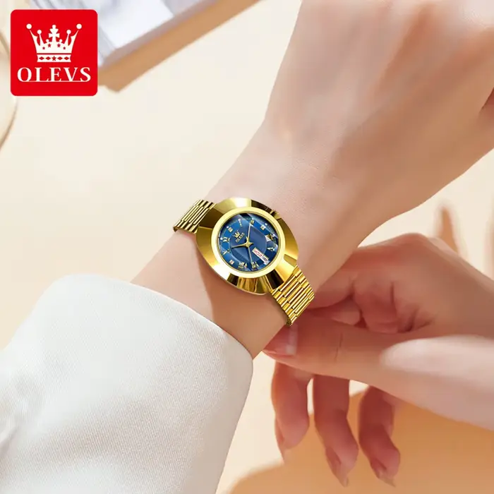 OLEVS montre à Quartz dorée pour femmes mode élégante boîtier en acier tungstène montres étanches de luxe Original dames