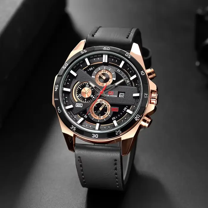 Montre en cuir noir Top marque Motorsport série 46mm grand Style militaire mouvement à Quartz calendrier décoratif