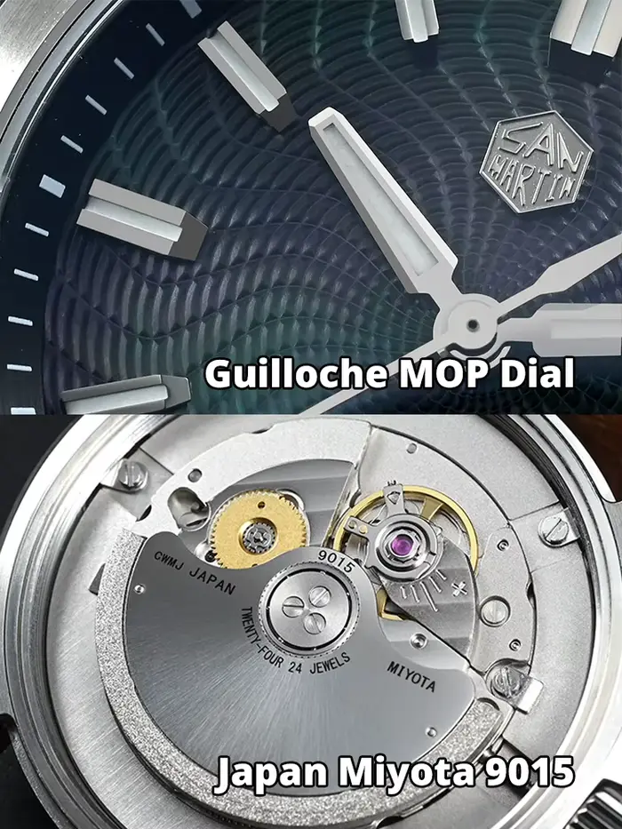 San Martin officiel 39mm Guilloche vadrouille cadran Gada montre mis5 9015 luxe hommes montres mécaniques automatiques 10 ATM reloj SN0150