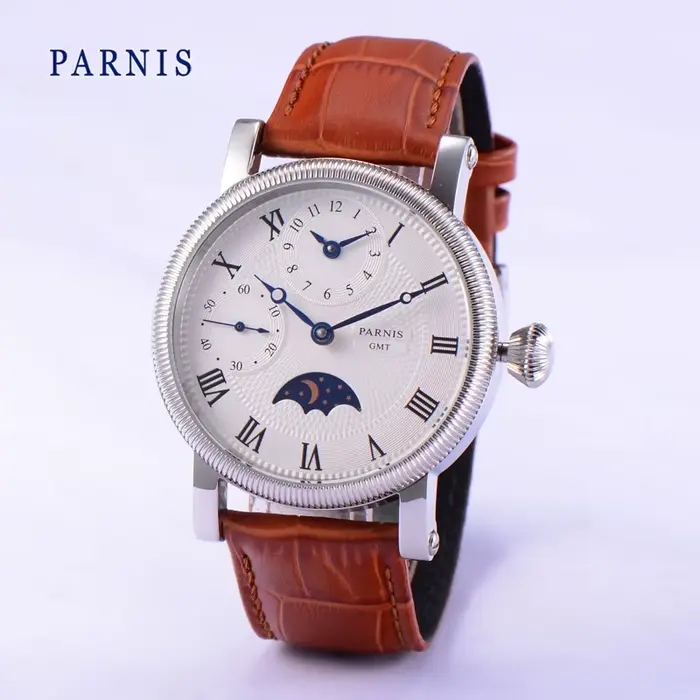 Montre-bracelet mécanique à remontage manuel pour homme, cuir confortable, résistance à l'eau, design mode et décontracté, parfait pour occasions spéciales