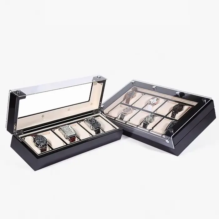 Boîte de rangement pour montres en bois antique avec vitrine transparente et couverture en acrylique pour homme occasions spéciales exposition collection
