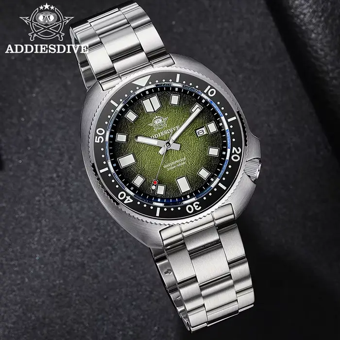 ADDIESDIVE Top montre à coque d'ormeau pour hommes 20Bar étanche AD2511 Reloj Hombre BGW9