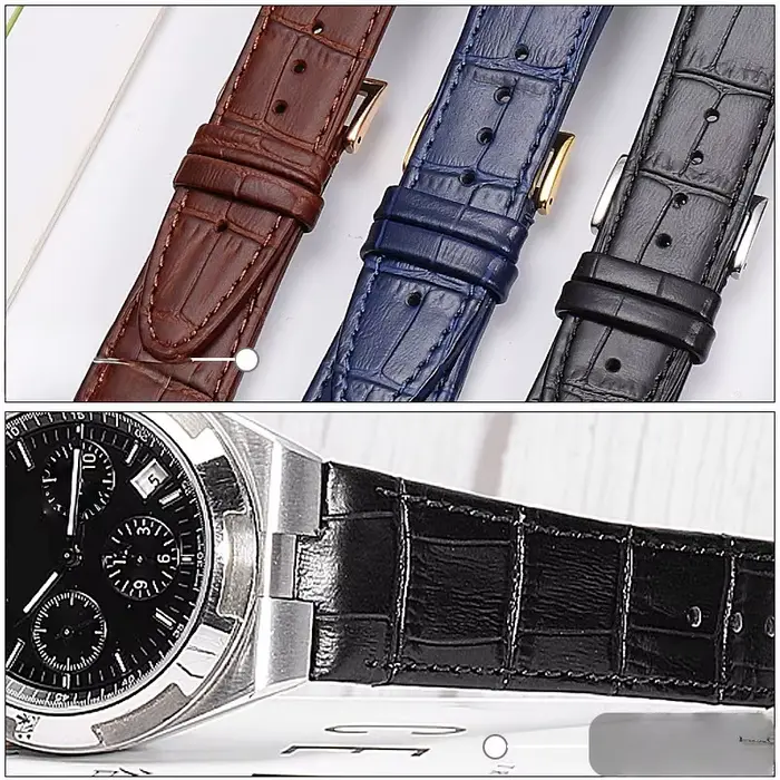 Bracelet en cuir de qualité supérieure adapté à Vacheron Constantin Overseas 4500V 5500V 7900V