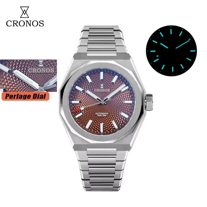 Montre de luxe pour hommes Cronos, 36mm, automatique, PT5004 Miyota 90S5, montres-bracelets en saphi