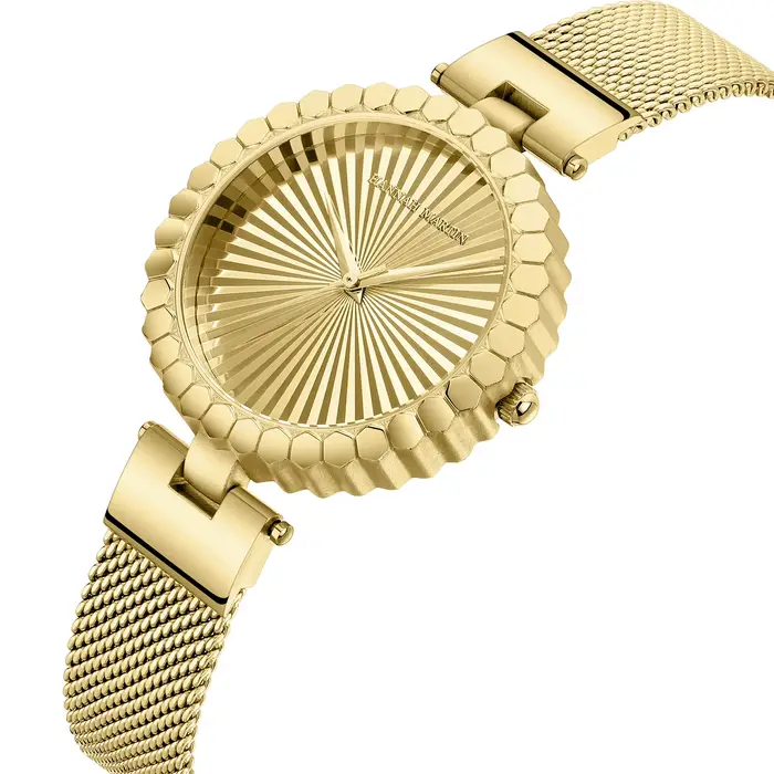 Montre pour femme en or rose 35 mm, boîtier fleuri tendance, mouvement japonais, montre à quartz de