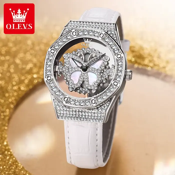 Montre élégante et luxueuse OLEVS 9996 avec design squelette et cadran lumineux pour femmes occasions spéciales