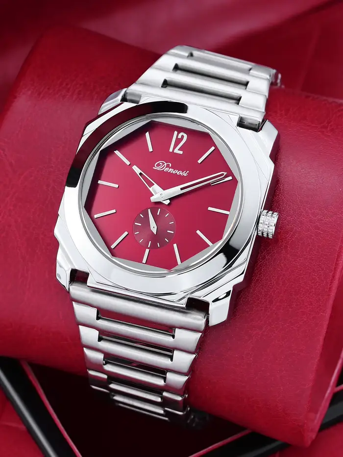 Montre de luxe pour homme avec cadran octogonal - Bracelet en acier inoxydable