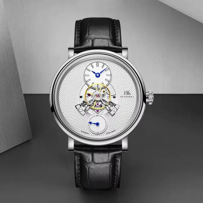 Montre mécanique pour homme Shanghai Watch THE BUND Collection automatique rotor central dôme céleste acier inoxydable cuir pour occasions spéciales