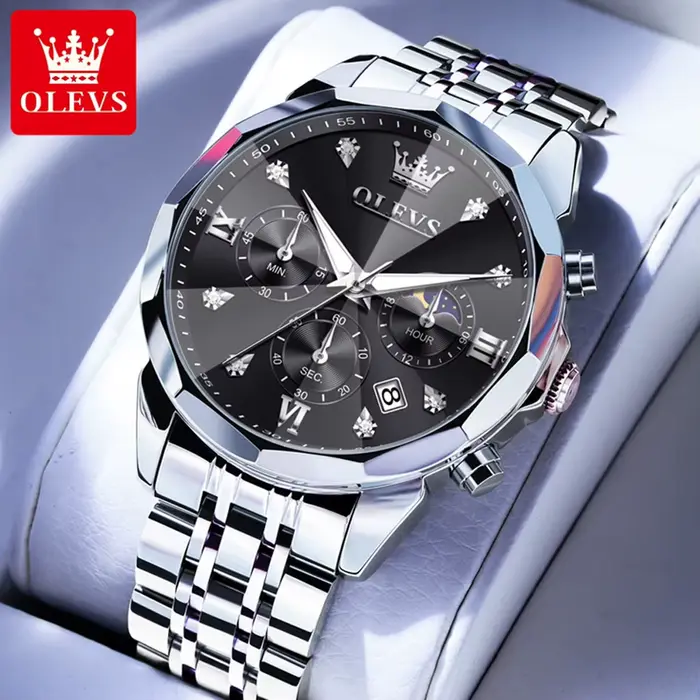 Montre-bracelet pour homme OLEVS 3670, chronographe lumineux, étanche, date automatique, sport, affa