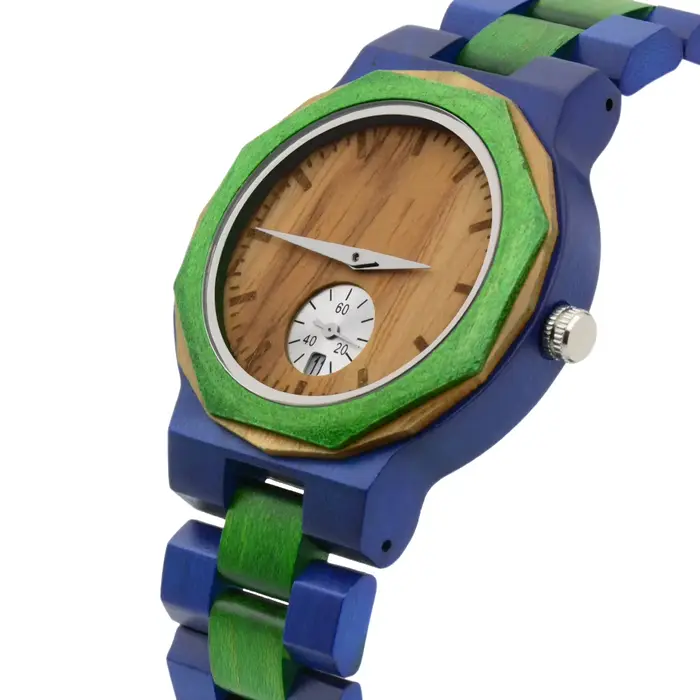 Montre bracelet homme en bois style quotidien tendance cadran rond double affichage heure occassions spéciales