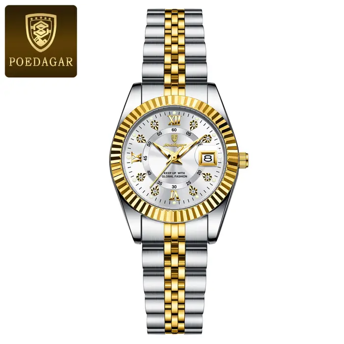 POEDAGAR montre élégante de luxe pour femmes étanche lumineux Date dames montre en acier inoxydable 