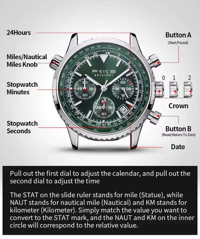 Montre à quartz en cuir pour homme