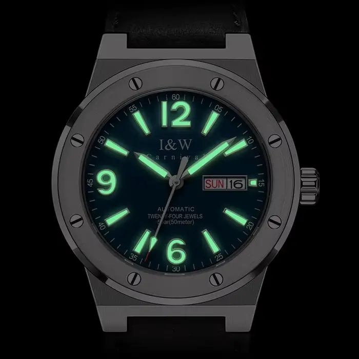 Montre homme Carnival automatique avec résistance à l'eau 5 barres pour homme élégance et polyvalence montres mécaniques acier inoxydable cuir bracelet quartz analogique multifonction horlogerie de luxe occasions spéciales