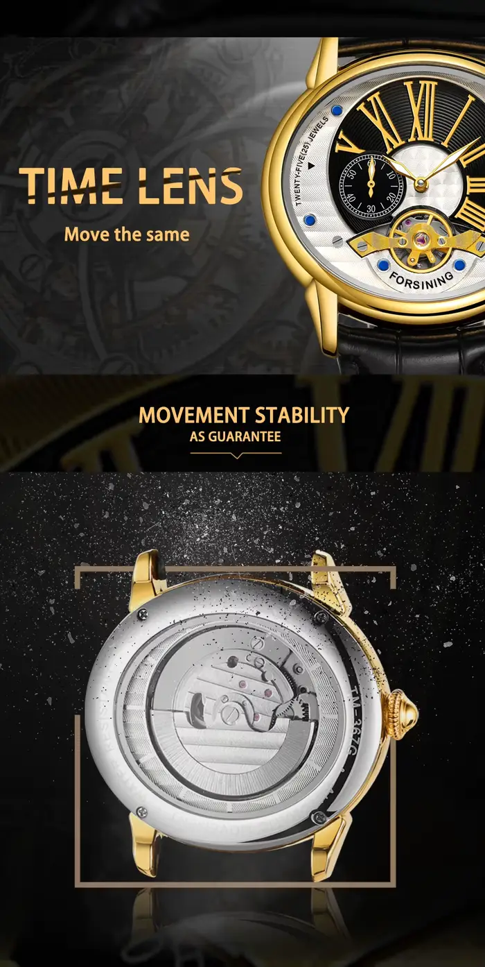 Forsining-Montres Mécaniques Automatiques en Cuir pour Homme