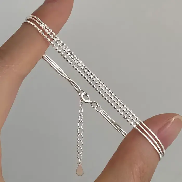 Nouveau Bracelet multicouche en argent Sterling 925, personnalité Simple, charmant Bracelet pour fem