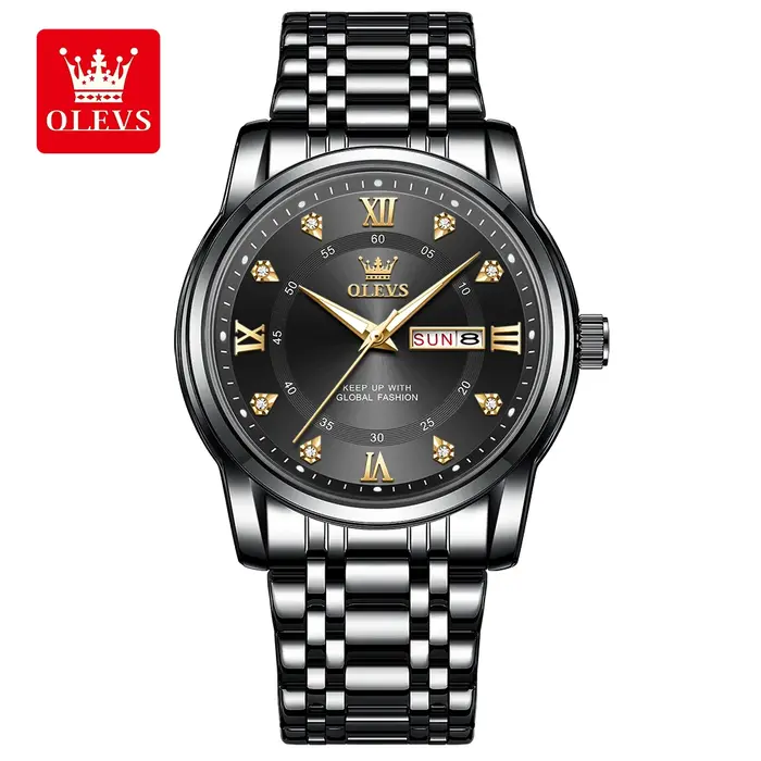 OLEVS 5513 montre à Quartz originale exclusive pour hommes diamant échelle romaine montre-bracelet étanche double