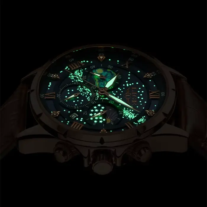 Montre à quartz en cuir étanche pour homme