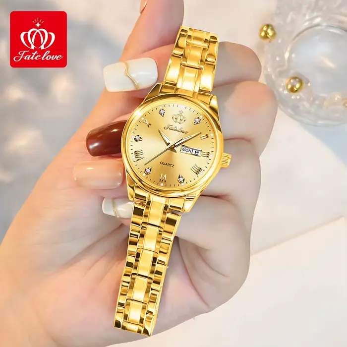 Fate Love 819 classiques femmes montre en acier inoxydable lumineux étanche calendrier robe élégante