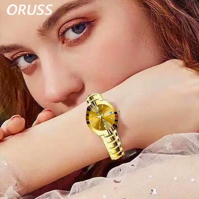 Montre de couple à quartz étanche pour hommes et femmes