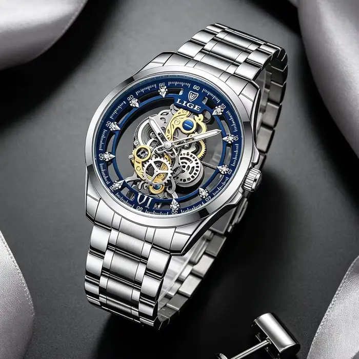 Nouvelle Montre Homme LIGE Squelette Quartz