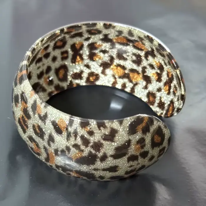 Y2K – Bracelet en résine imprimé léopard, géométrique Sexy, accessoires brillants, Vintage, mode cor